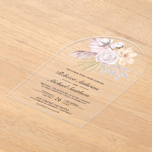 Invitations En Acrylique Rustic Dusty Rose Pink Floral Wedding (Poser)