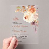 Invitations En Acrylique Rustic Earthy Floral Bouquet Islamic Wedding (In situ (ordinateur de poche))
