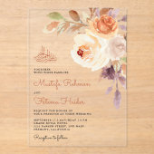 Invitations En Acrylique Rustic Earthy Floral Bouquet Islamic Wedding (Recto)