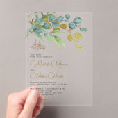 Invitations En Acrylique Rustic Eucalyptus Gold Branch Islamic Wedding (In situ (ordinateur de poche))