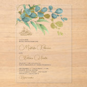 Invitations En Acrylique Rustic Eucalyptus Gold Branch Islamic Wedding (Recto)