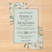 Invitations En Acrylique Rustic Eucalyptus & Greenery Stylish Text Wedding (Recto)