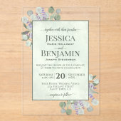 Invitations En Acrylique Rustic Eucalyptus & Lavender Stylish Text Wedding (Recto)