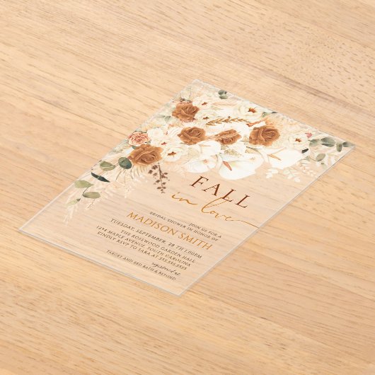Invitations En Acrylique Rustic Fall in Love Fête des mariées Automne Boho (Poser)