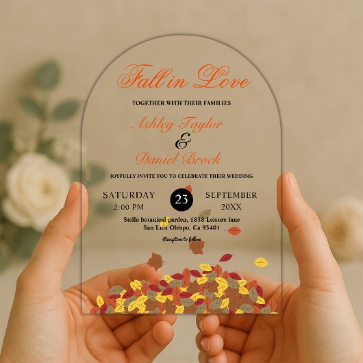 Invitations En Acrylique Rustic Fall quitte Boho Automne Floral Mariage