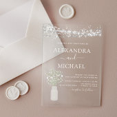 Invitations En Acrylique Rustic Farmhouse Baby's Breath Jar Mariage