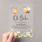 Invitations En Acrylique Rustic Floral Oh Babee Honey Bee Baby Shower (In situ (ordinateur de poche))
