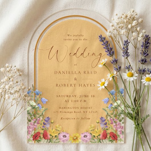 Invitations En Acrylique Rustic Garden Spring Summer Floral Wedding