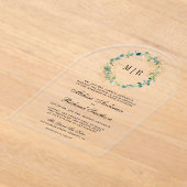 Invitations En Acrylique Rustic Gold Eucalyptus Wreath Wedding (Poser)