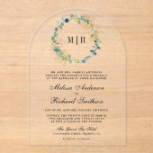 Invitations En Acrylique Rustic Gold Eucalyptus Wreath Wedding (Recto)