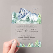 Invitations En Acrylique Rustic Mountain Pine Trees Forest Wedding (In situ (ordinateur de poche))