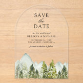 Invitations En Acrylique Rustic Mountain Pine Trees Wedding Save the Date (Recto)