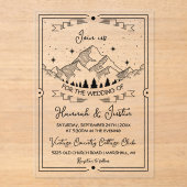 Invitations En Acrylique Rustic Mountain Star à la main mariage (Recto)