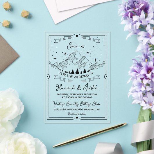 Invitations En Acrylique Rustic Mountain Star à la main mariage (Insitu (Mariage))