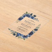 Invitations En Acrylique Rustic Navy Blue Floral Wedding (Poser)