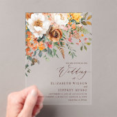 Invitations En Acrylique Rustic Orange Floral Fall Wedding (In situ (ordinateur de poche))