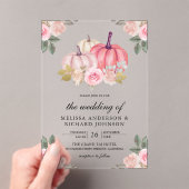 Invitations En Acrylique Rustic Pink and Gold Pumpkin Floral Wedding (In situ (ordinateur de poche))