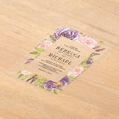 Invitations En Acrylique Rustic Purple Blush Pink Floral Wedding (Poser)
