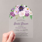Invitations En Acrylique Rustic Purple Floral Bridal Shower (In situ (ordinateur de poche))