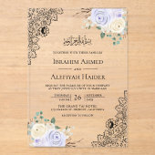 Invitations En Acrylique Rustic Purple Floral Lace Muslim Wedding (Recto)