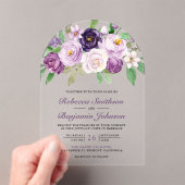 Invitations En Acrylique Rustic Purple Floral Wedding (In situ (ordinateur de poche))