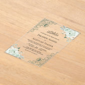 Invitations En Acrylique Rustic Sage Green Floral Lace Muslim Wedding (Poser)