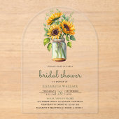Invitations En Acrylique Rustic Sunflowers Mason Jar Bridal Shower (Recto)
