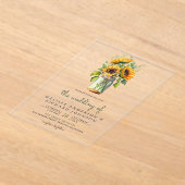 Invitations En Acrylique Rustic Sunflowers Mason Jar Wedding (Poser)