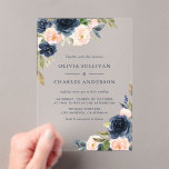 Invitations En Acrylique Rustic Watercolor Blush et Navy Flowers Mariage<br><div class="desc">Créez une première impression époustouflante avec notre faire-part de mariage acrylique personnalisable avec aquarelle bleu marine et fleurs roses rousses. Ce design élégant allie des fleurs douces et romantiques à une touche acrylique moderne, parfait pour les couples à la recherche d'une invitation de mariage chic et personnalisée qui se démarque....</div>