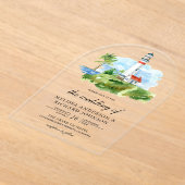 Invitations En Acrylique Rustic Watercolor Lighthouse Nautical Wedding (Poser)