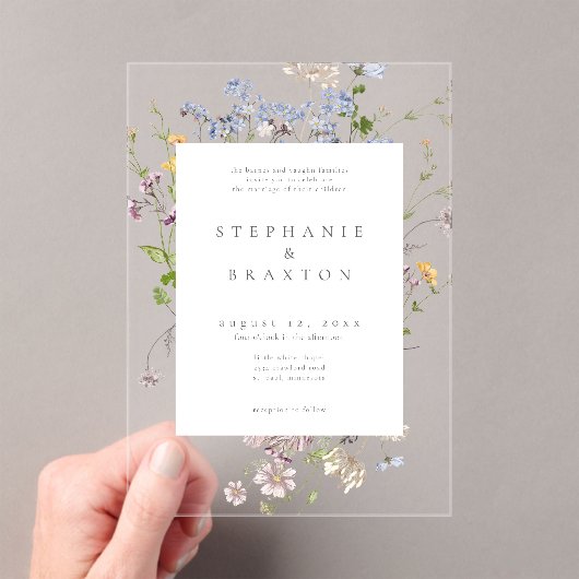 Invitations En Acrylique Rustic Wildflower Garden Elegant Wedding (In situ (ordinateur de poche))