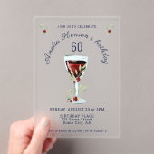 Invitations En Acrylique Rustique 60e anniversaire Vin rouge Anniversaire (In situ (ordinateur de poche))