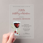 Invitations En Acrylique Rustique 70e anniversaire Vin rouge Surprise Anniv (In situ (ordinateur de poche))
