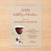 Invitations En Acrylique Rustique 70e anniversaire Vin rouge Surprise Anniv (Recto)