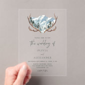 Invitations En Acrylique Rustique Antlers Mountain Mariage (In situ (ordinateur de poche))