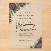 Invitations En Acrylique Rustique Aquarelle Pinecones Mariage élégant (Recto)