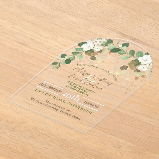 Invitations En Acrylique Rustique Automne Botanique Eucalyptus Mariage (Poser)