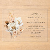Invitations En Acrylique Rustique Automne Floral Bouquet Mariage (Recto)