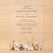 Invitations En Acrylique Rustique Automne Floral Meadow Mariage (Recto)