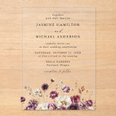 Invitations En Acrylique Rustique Automne Floral Meadow Mariage (Recto)