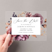 Invitations En Acrylique Rustique Automne Marsala Mariage floral Enregistre (In situ (ordinateur de poche))