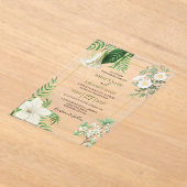 Invitations En Acrylique Rustique blanc vert aquarelle Mariage or Floral (Poser)