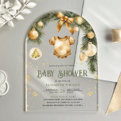 Invitations En Acrylique Rustique Boho Boy Baby shower de Noël d'hiver