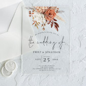 Invitations En Acrylique Rustique Boho Terracotta Florals Mariage