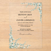 Invitations En Acrylique Rustique Botanique Eucalyptus Mariage de verdure (Recto)