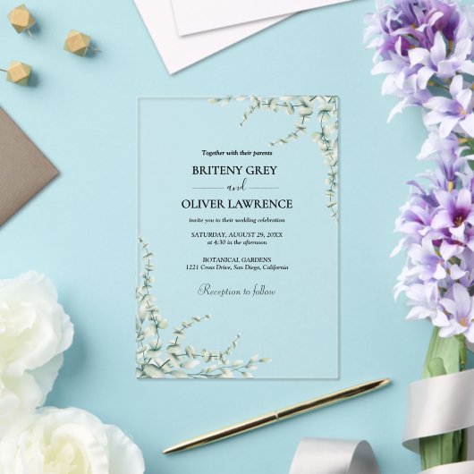 Invitations En Acrylique Rustique Botanique Eucalyptus Mariage de verdure (Insitu (Mariage))