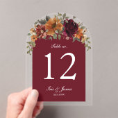 Invitations En Acrylique Rustique Bourgogne rouille Mariage Floral Numéro d (In situ (ordinateur de poche))