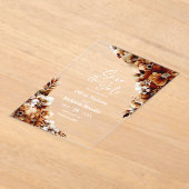 Invitations En Acrylique Rustique Burnt Orange Floral Wedding Enregistrer l (Poser)