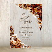Invitations En Acrylique Rustique Burnt Orange Floral Wedding Enregistrer l