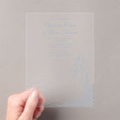 Invitations En Acrylique Rustique Chic Main tiré Couple Dusty Mariage bleu (In situ (ordinateur de poche))